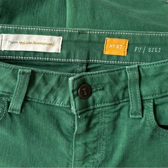 Anthropologie Pilcro the Letterpress Stet Slim Skinny Dark Forest Green Jeans 27 - Picture 5 of 7